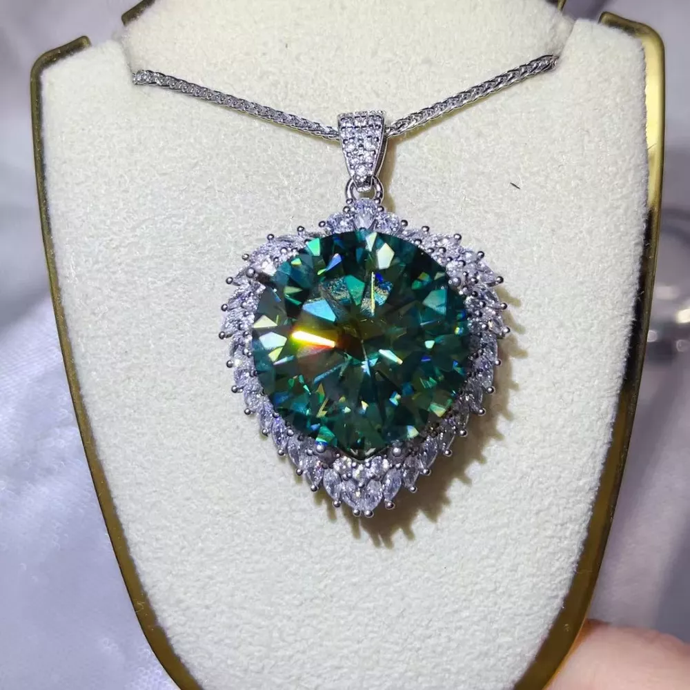 20 Carat Moissanite 925 Sterling Silver Pendant Necklace, image 3