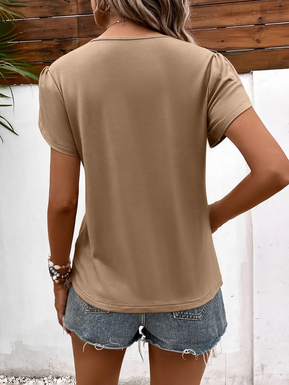 Strappy V-Neck Petal Sleeve Top, image 10