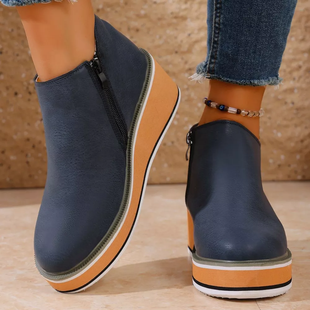 Round Toe Wedge Ankle Boots, image 13