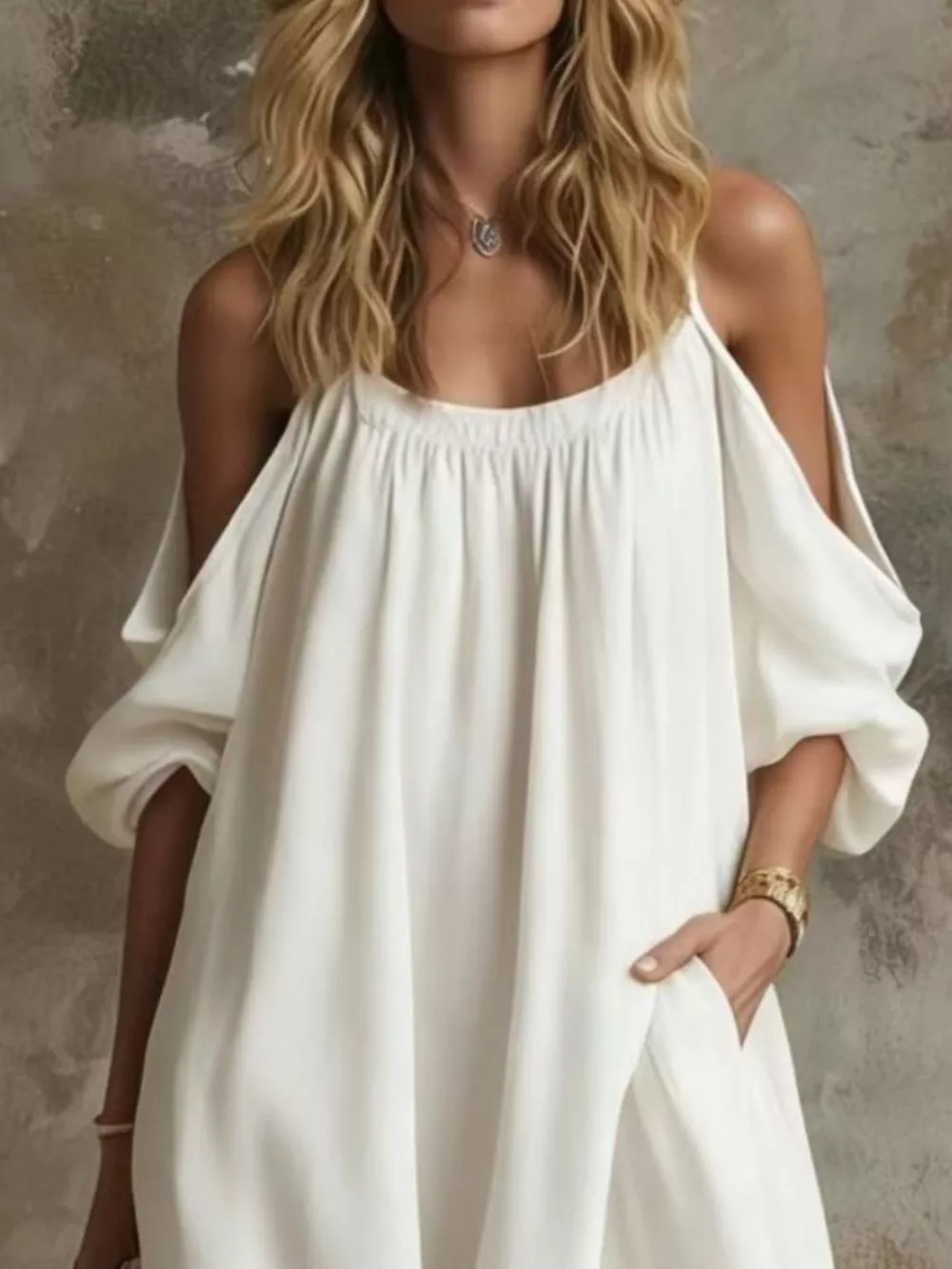 Full Size Cold-Shoulder Linen Maxi Dress Plus Size, image 11