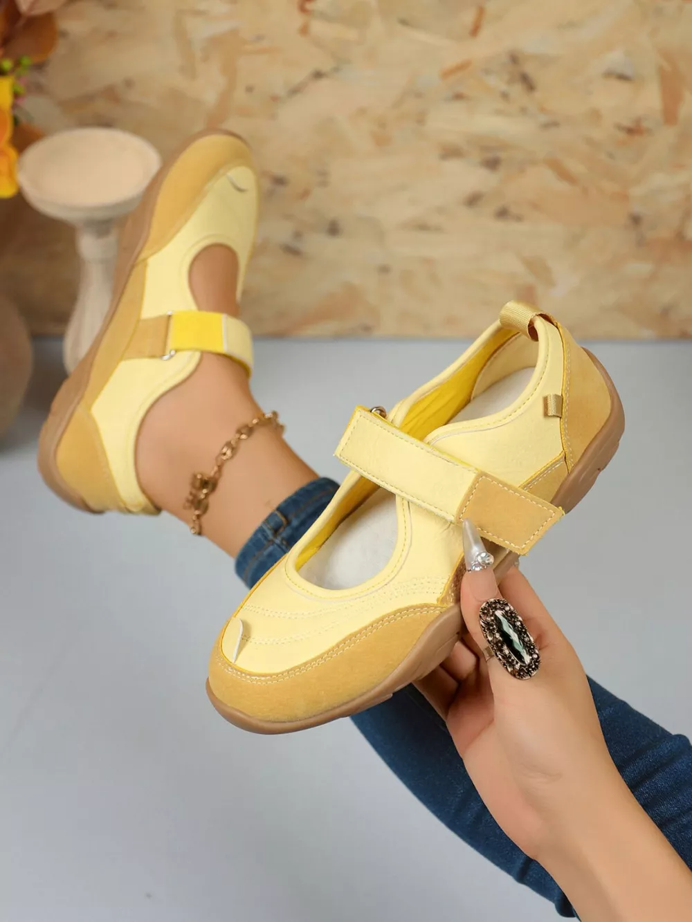 Round Toe Flats Velcro Strap Loafers, image 7