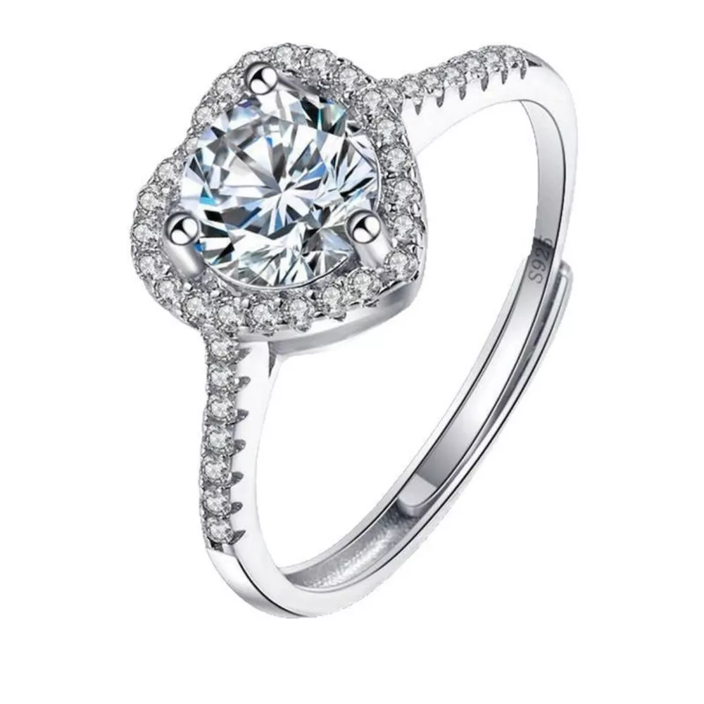 1 Carat Moissanite 925 Sterling Silver Heart Ring, image 5