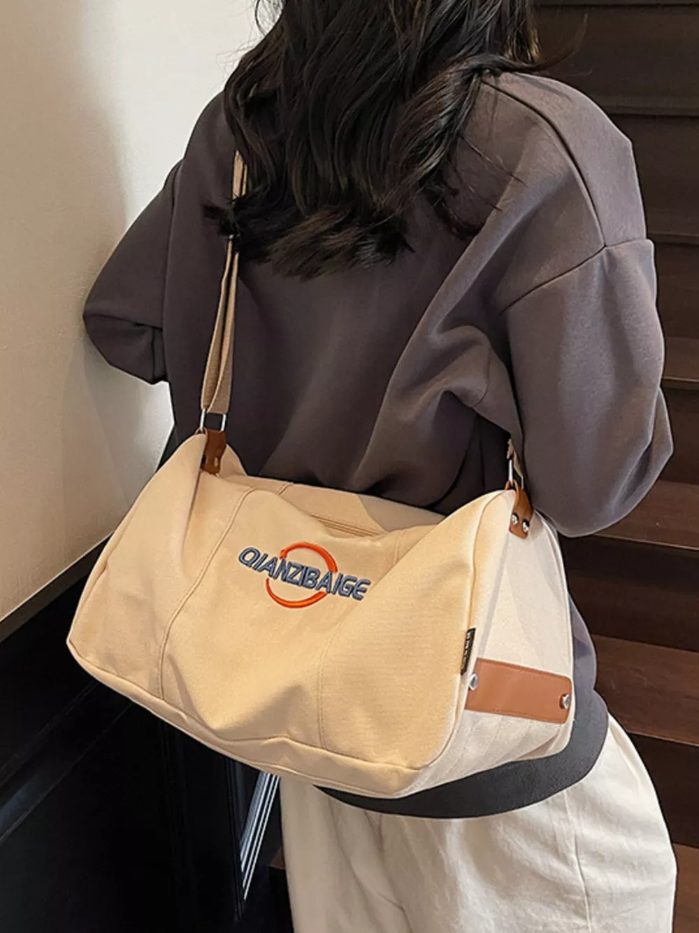 Canvas Duffel Bag with Adjustable Shoulder Strap, image 5