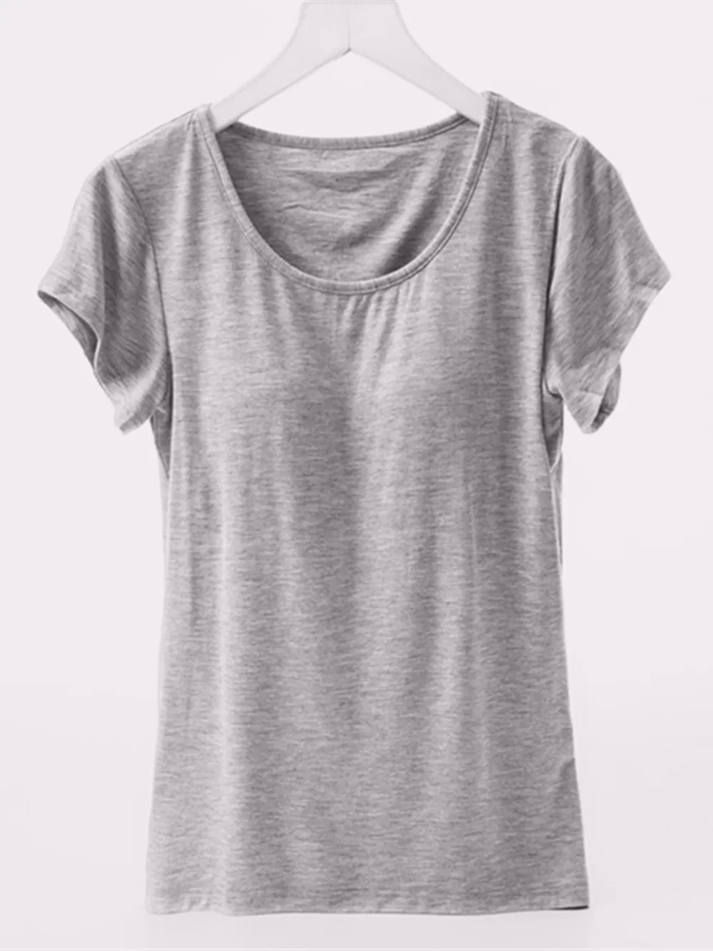 Round Neck Short Sleeve T-Shirt with Bra, image 12