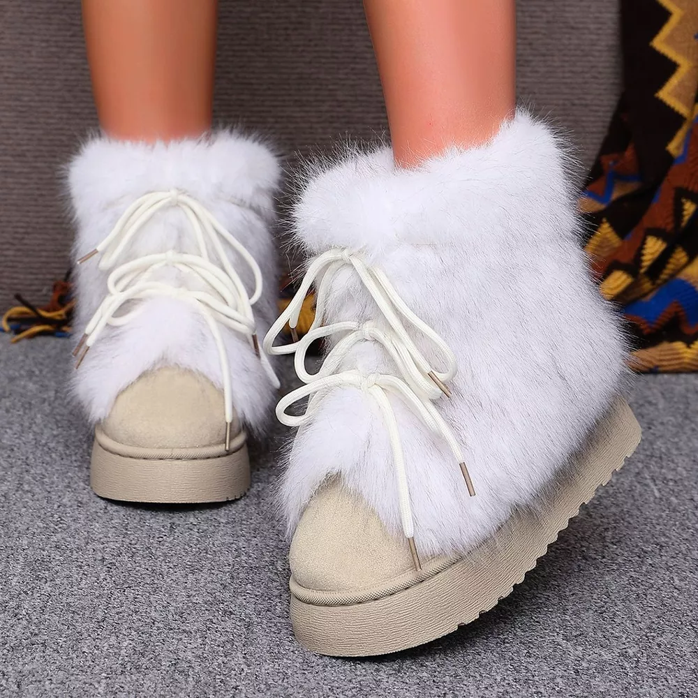 Winter Faux Fur Trimmed Lace-Up Boots, image 8