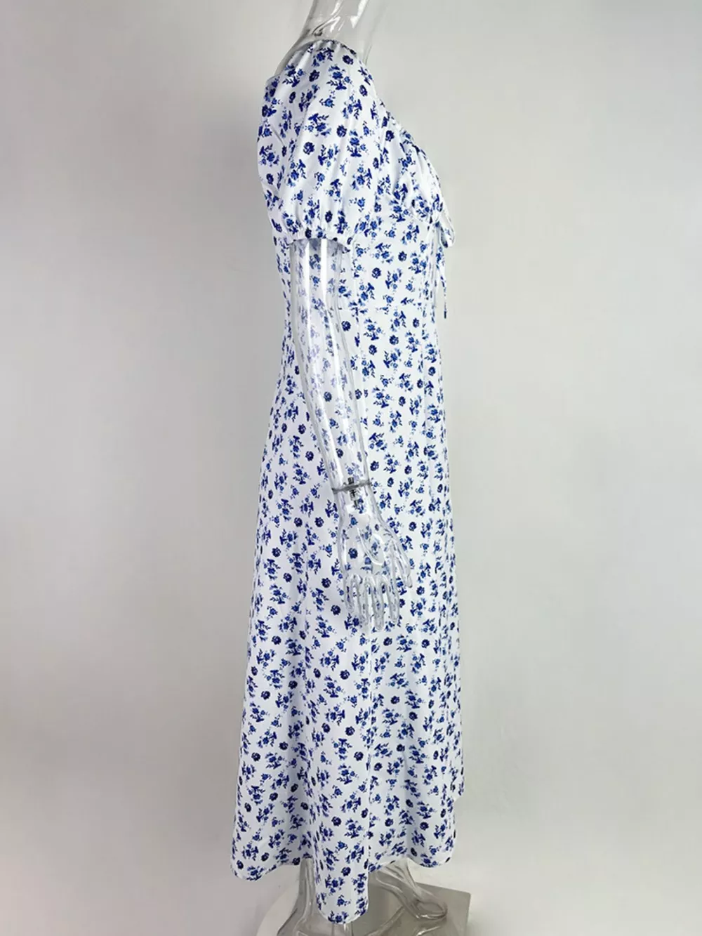 Full Size Floral Print Tie Front Slit Dress Plus Size, image 5