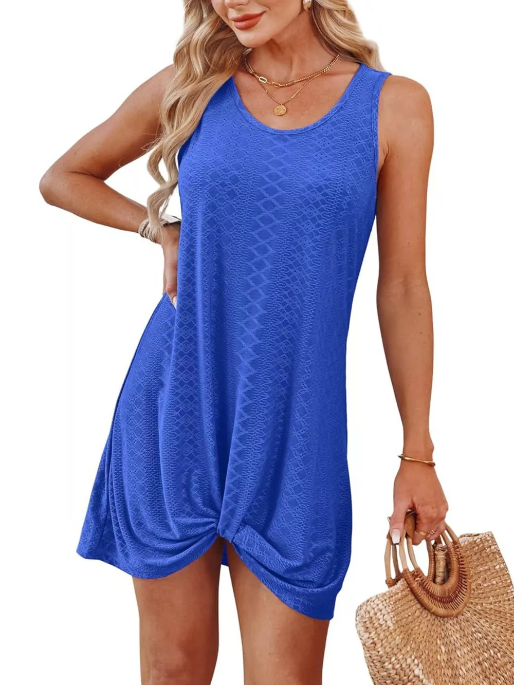 Sleeveless Knotted Hem Tank Dress, image 16