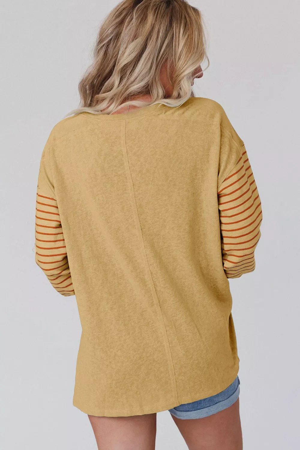 Colorblock Striped Bishop Sleeve Top, image 11