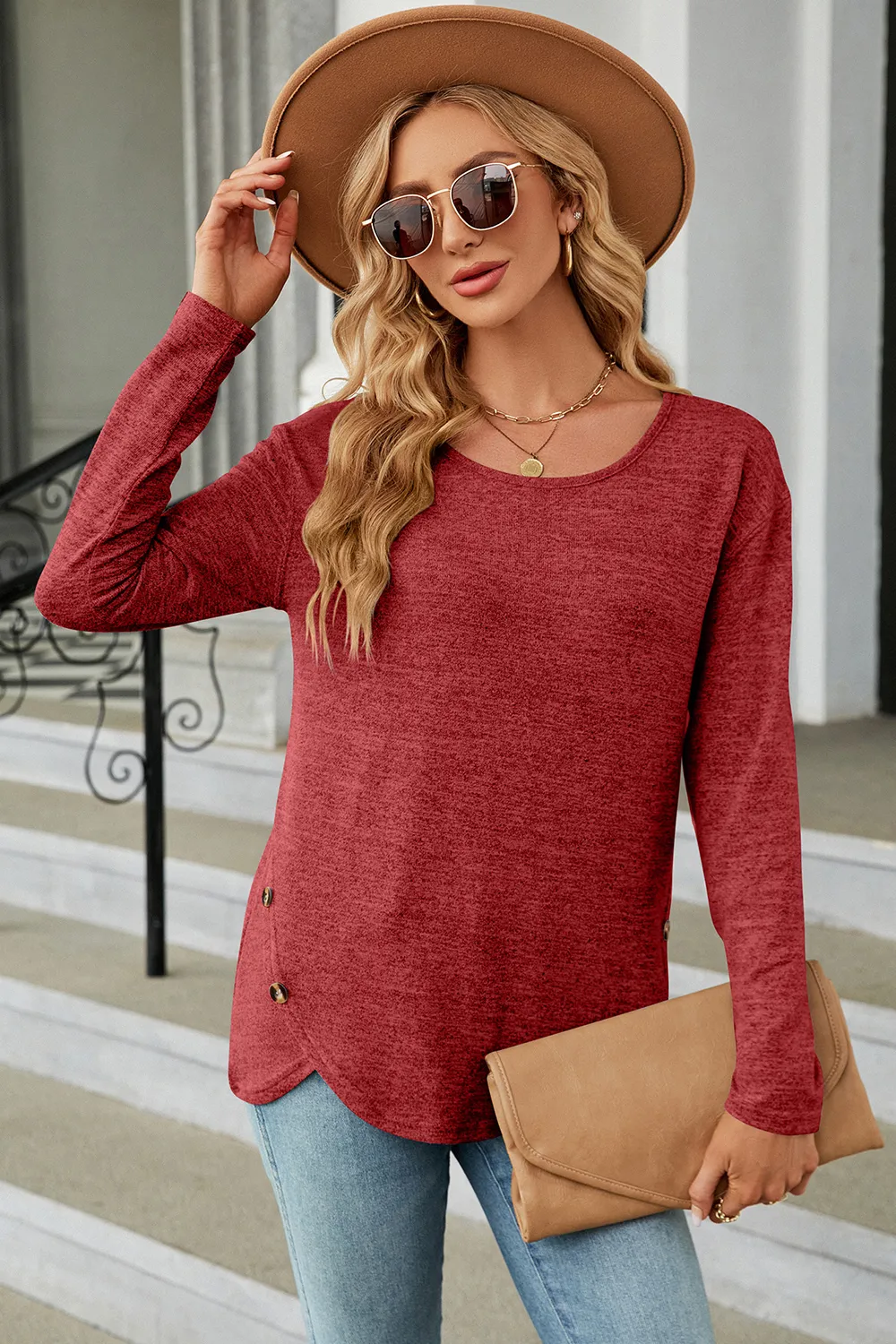 Round Neck Long Sleeve T-Shirt, image 9