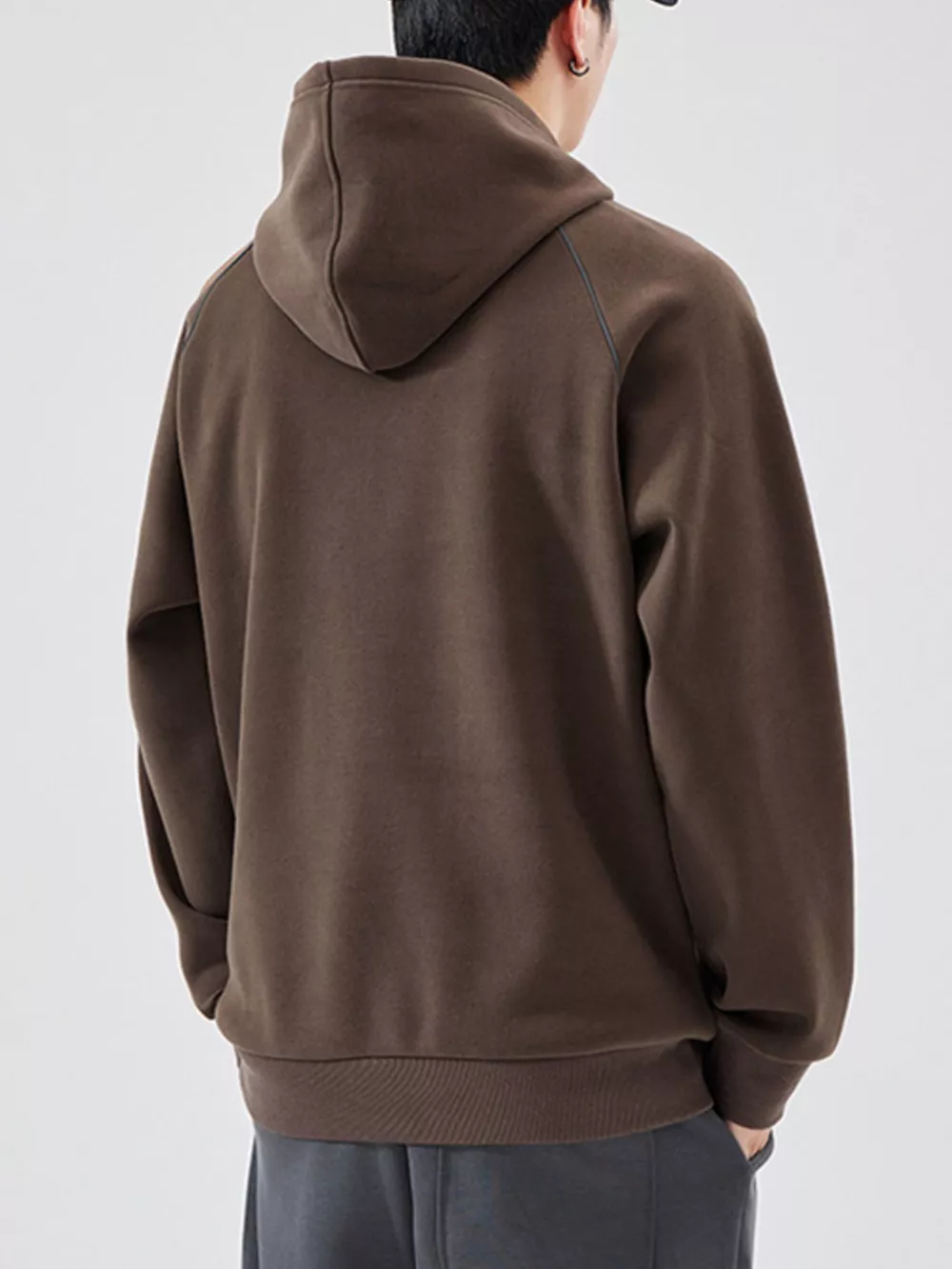 Men's Plus Size Kangaroo Pocket Raglan Sleeve Hoodie, image 7