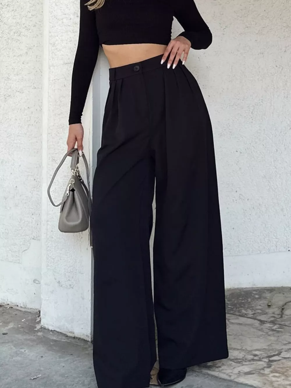High-Waisted Pleated Wide-Leg Pants, image 2