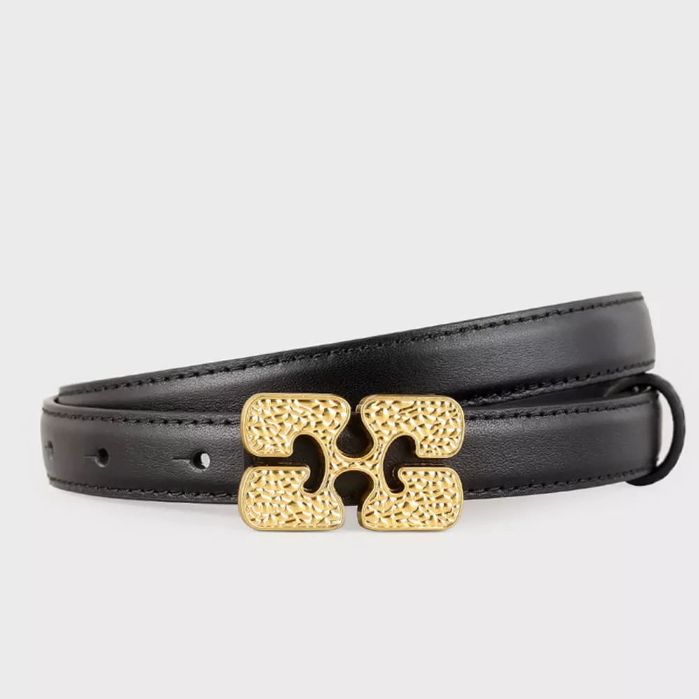 Gold Buckle Leather Belt, image 6