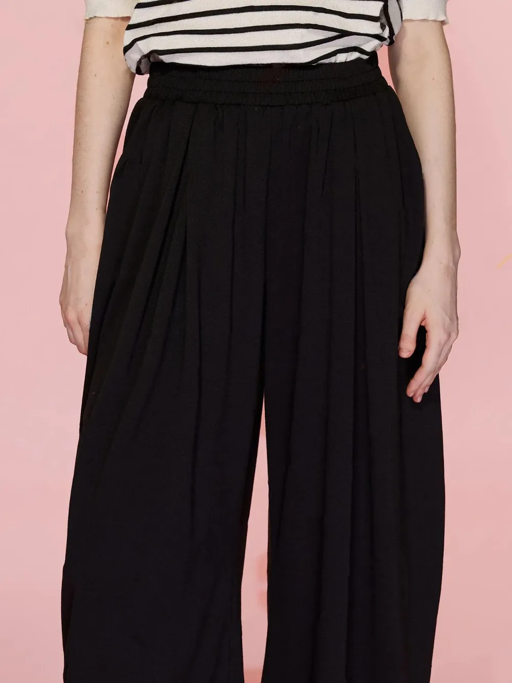 Elastic Waist Wide Leg Pants with Pockets, image 3