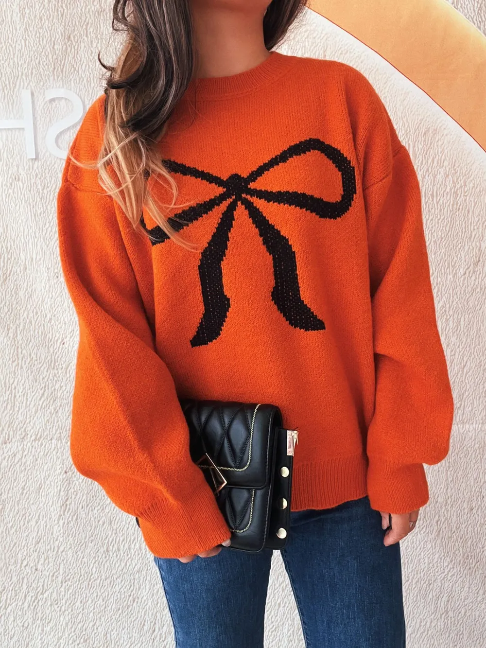 Bow Pattern Casual Long Sleeve Sweater, image 18