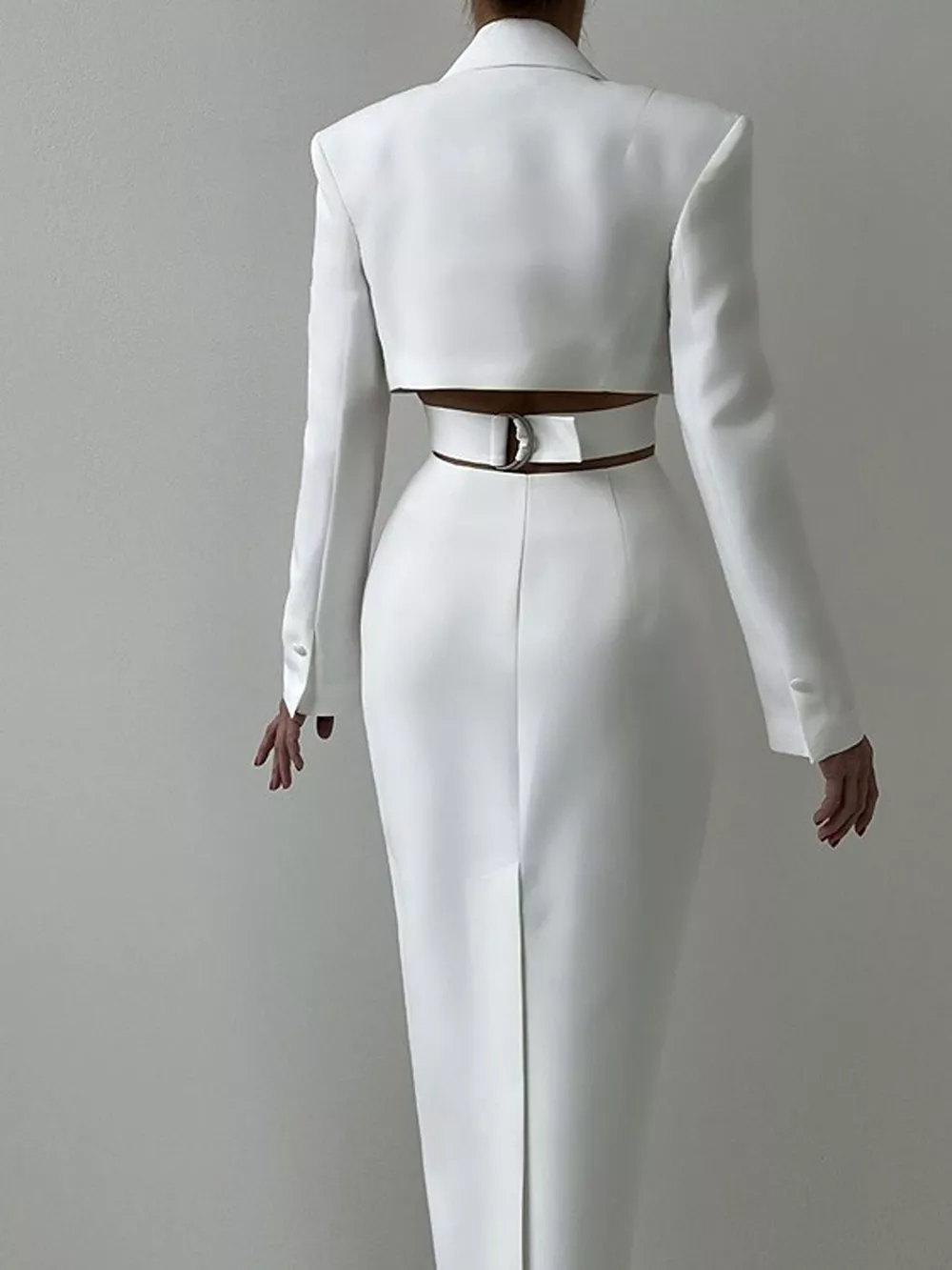 Button-Down Blazer Dress with Cut-out Waist, image 2
