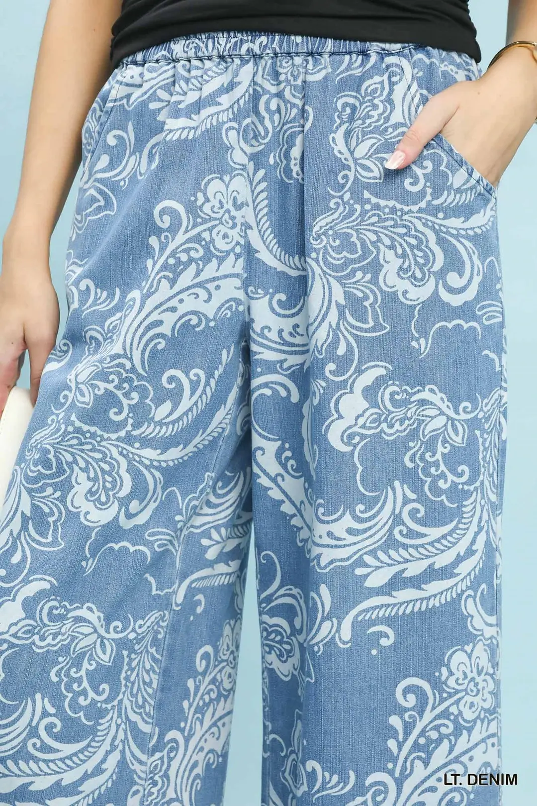 Stone Wash Wide Leg Crop Pants, image 4
