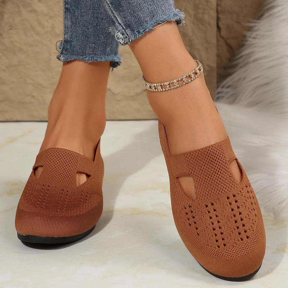 Breathable Mesh Round Toe Flat Slip-Ons, image 2