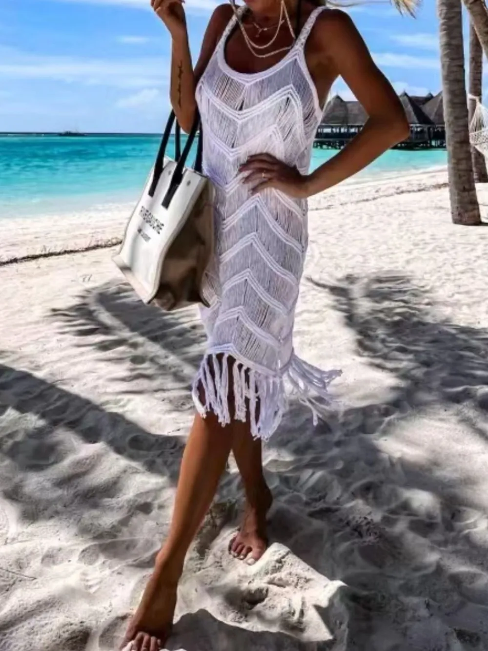 Fringe Scoop Neck Cover-Up, image 3