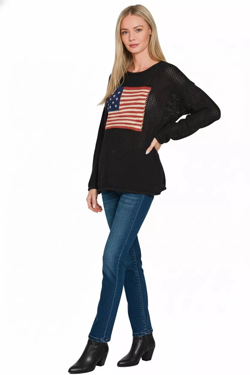 American Flag Crew Neck Sweater, image 3