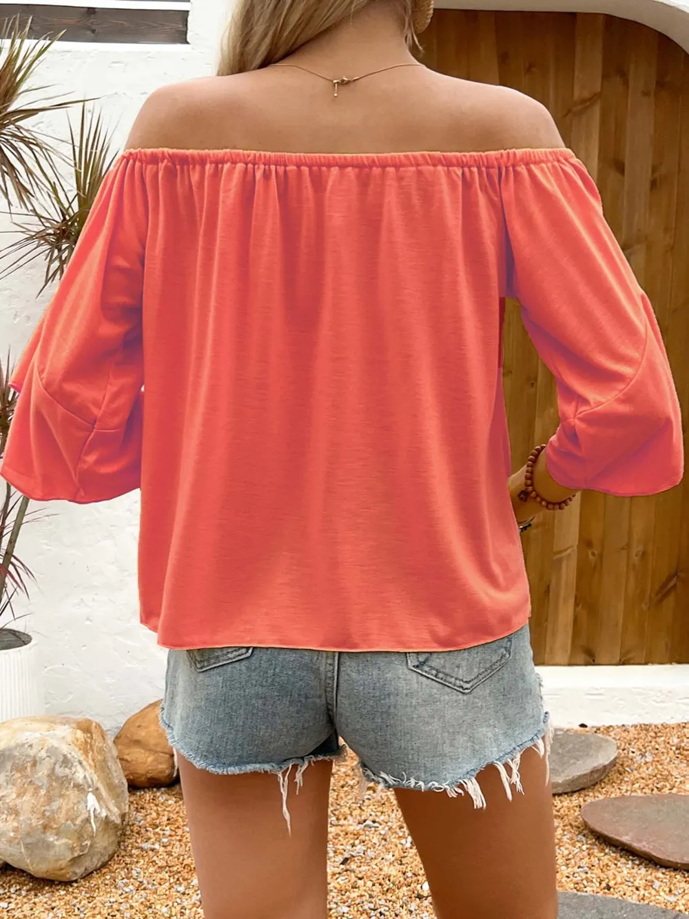 Tied Solid Off-Shoulder Blouse, image 10