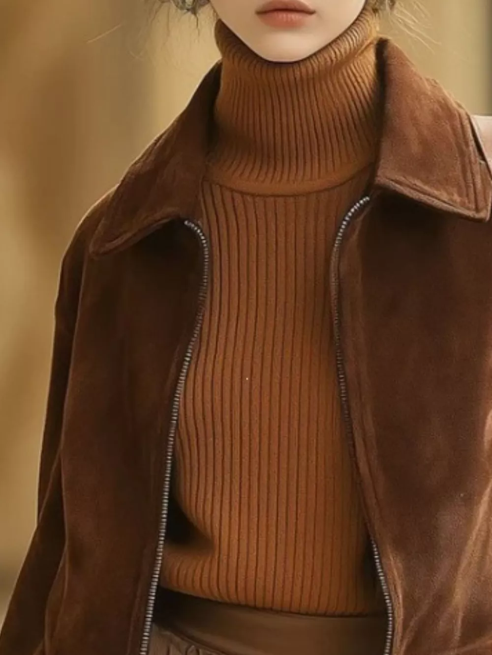 Vintage Suede Zip-Up Cropped Jacket, image 3