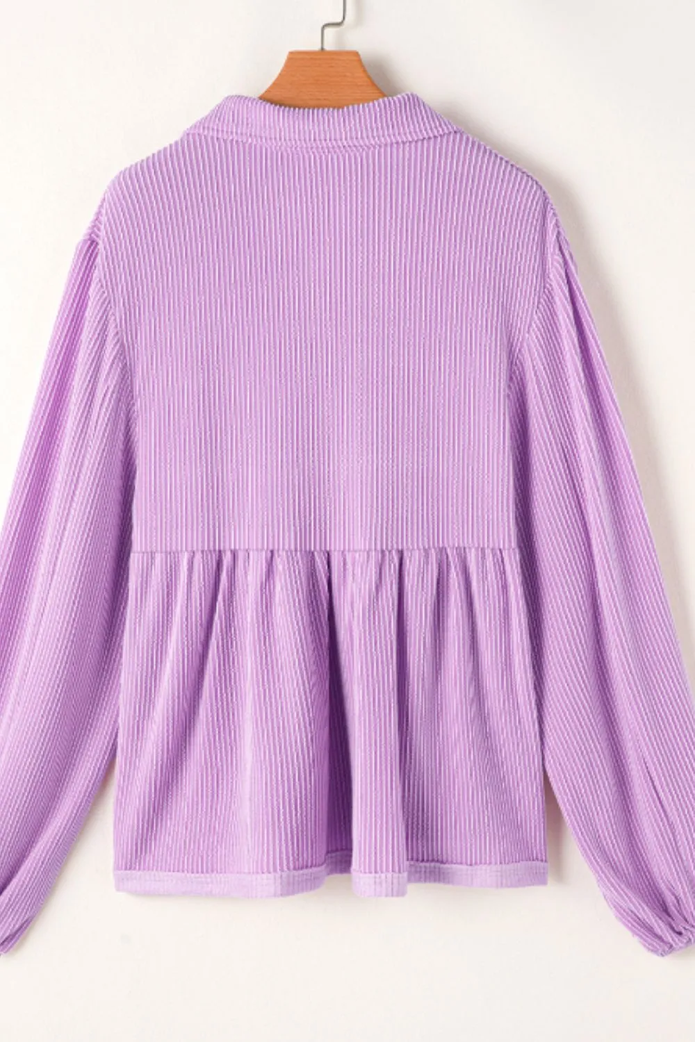 Corded Johnny Collar Long Sleeve Babydoll Blouse, image 13