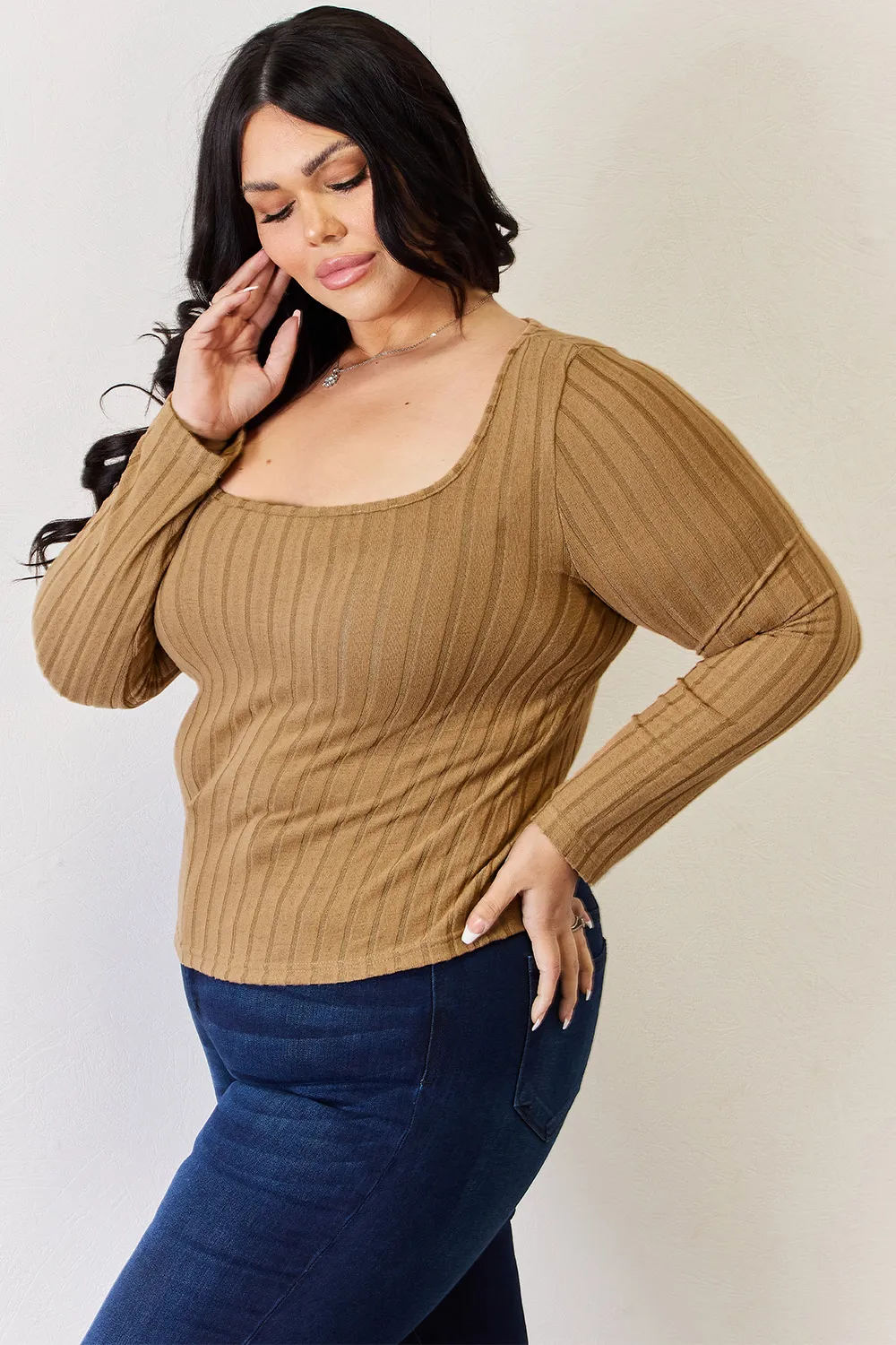 Full Size Ribbed Long Sleeve T-Shirt, image 10