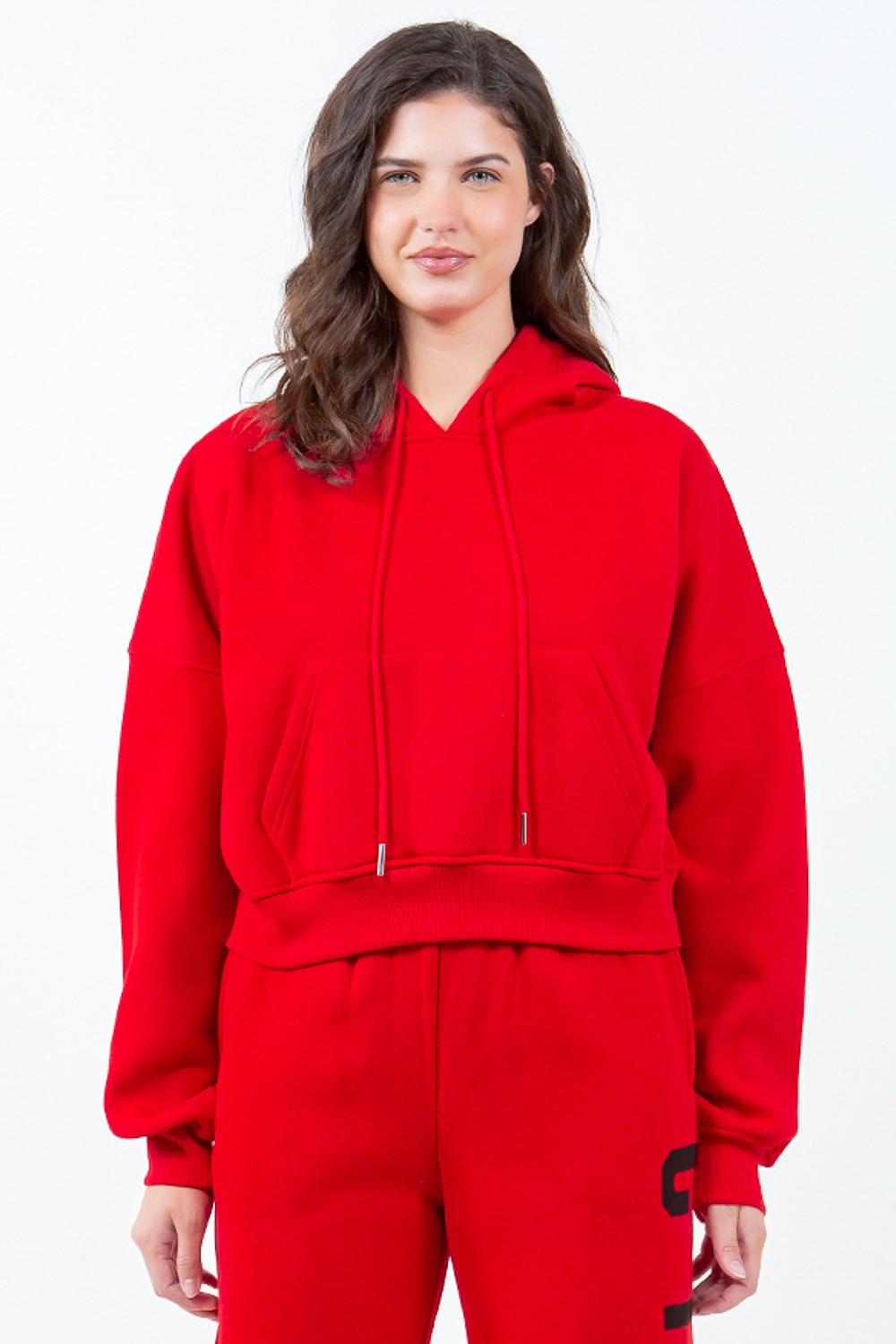 Letter Graphic Long Sleeve Drawstring Cropped Hoodie, image 3