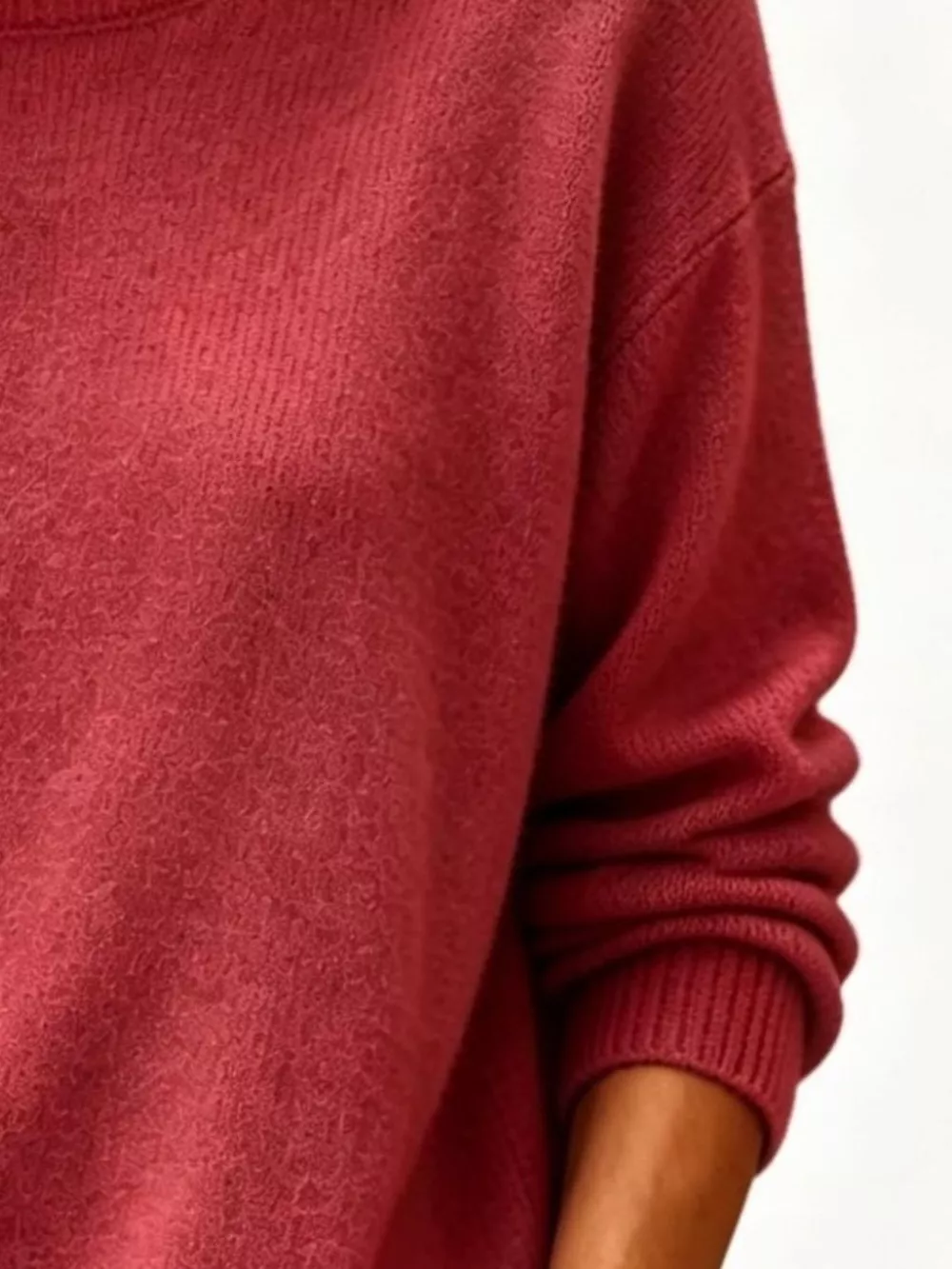 Full Size Round Neck Dropped Shoulder Sweater Plus Size, image 9