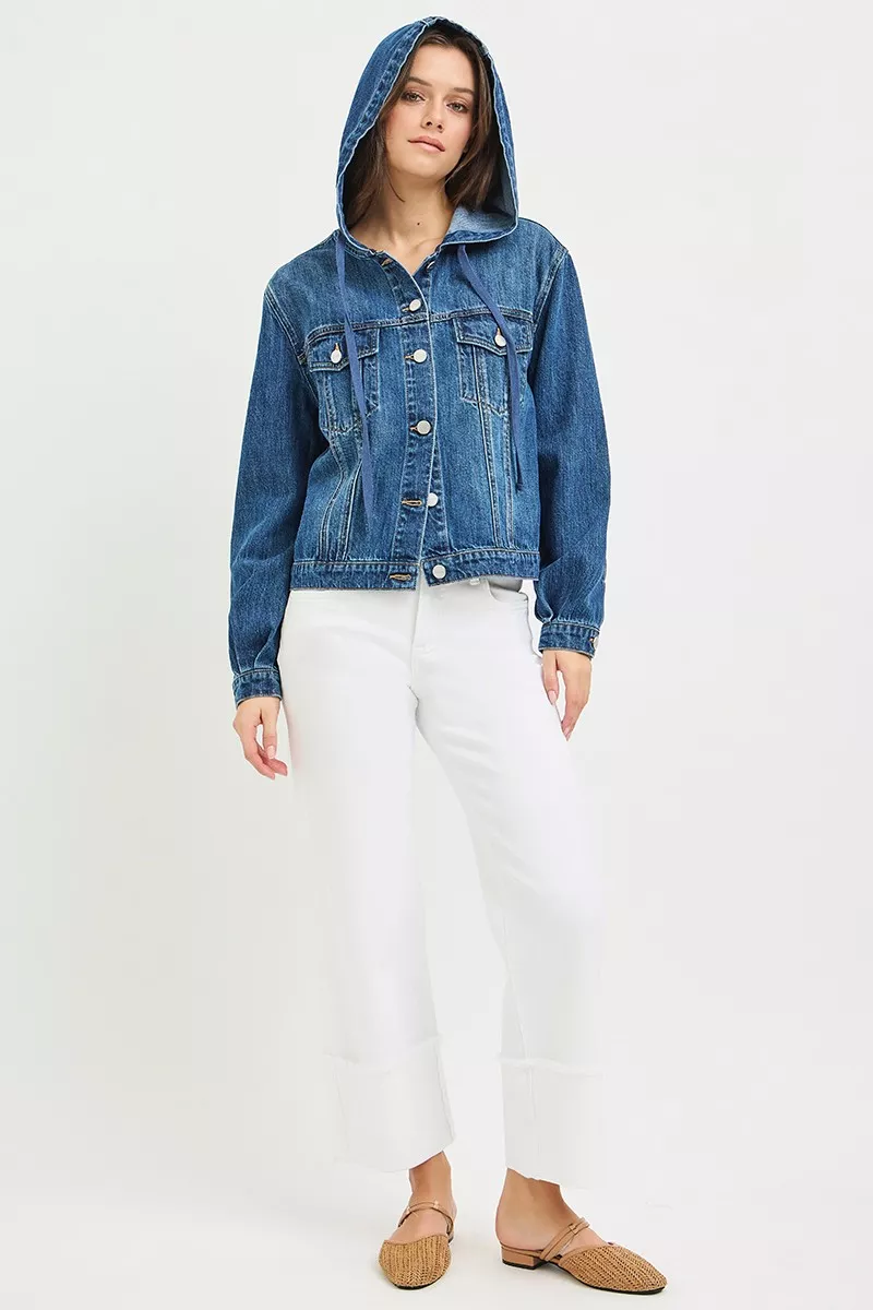 Basic Denim Jacket with Hoodie, image 6