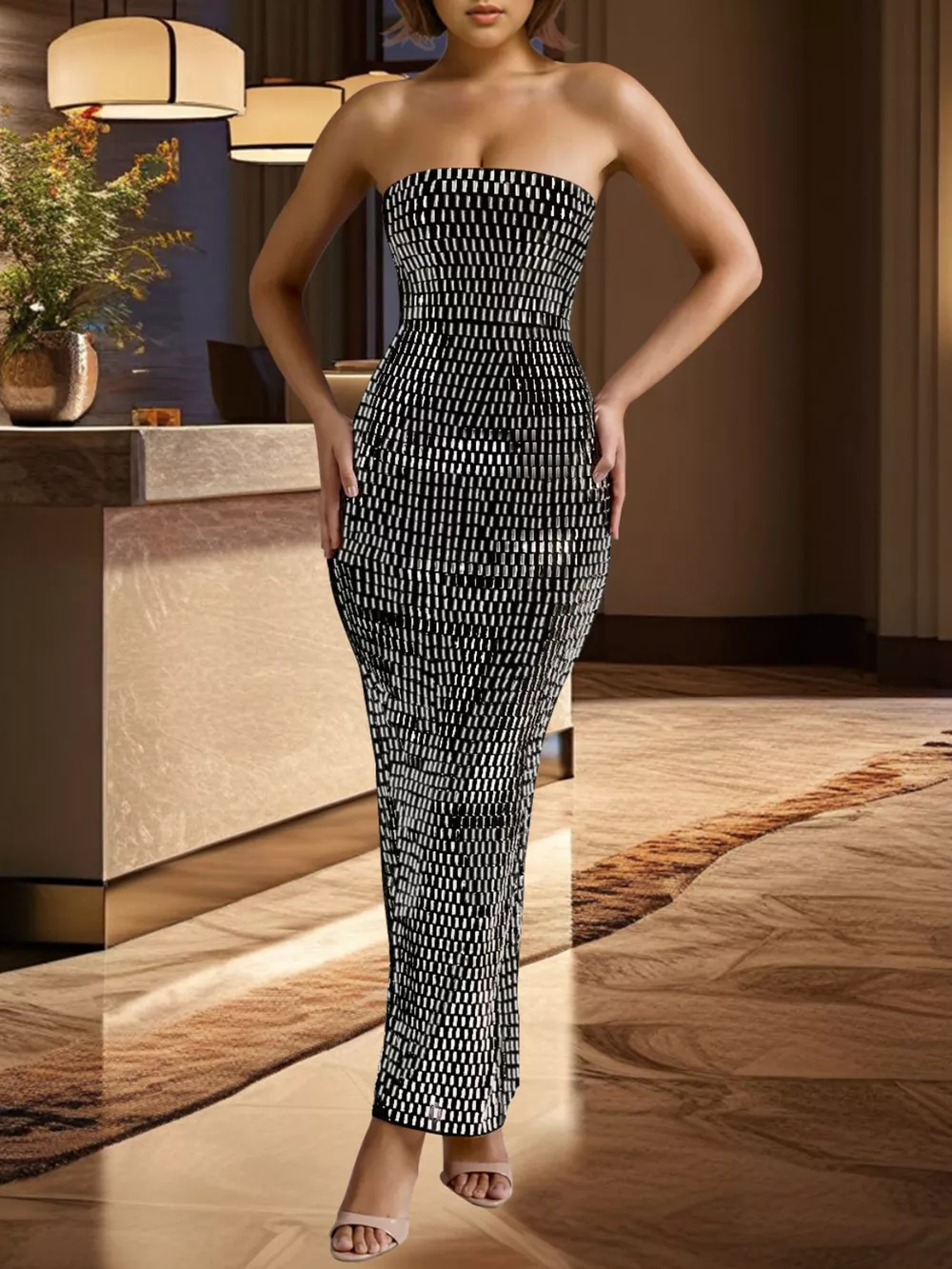 Slit Back Tube Maxi Dress
