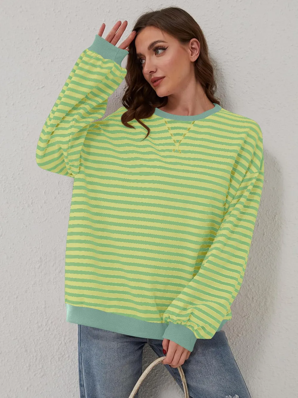 Contrast Striped Long Sleeve Sweatshirt, image 16