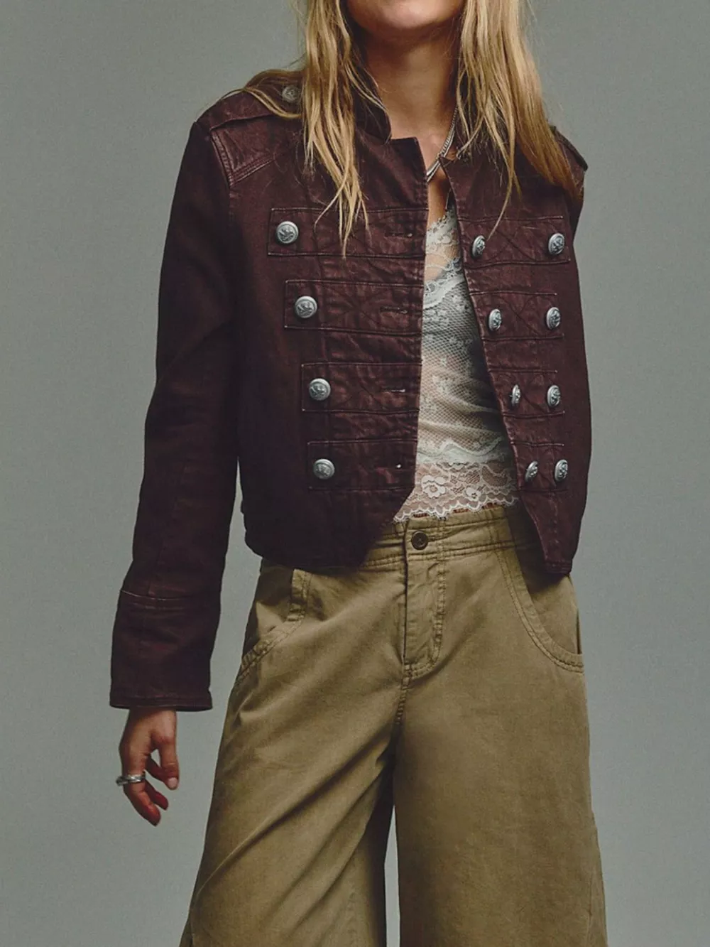 Decorative Button Cropped Jacket, image 5
