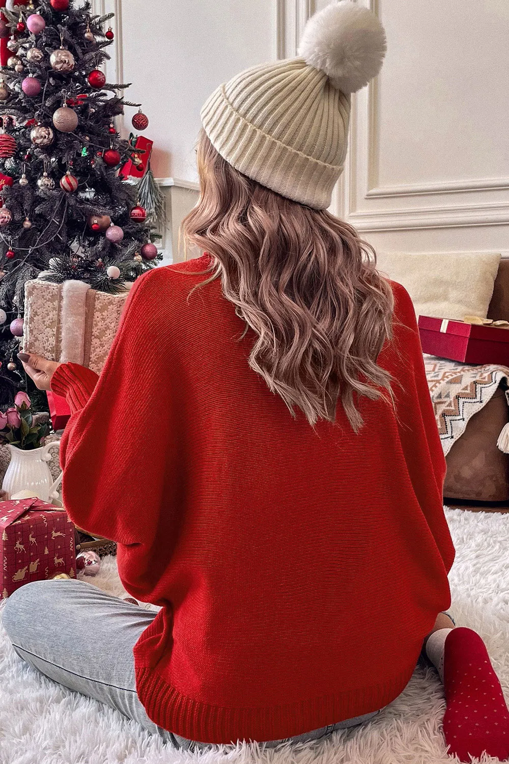 Full Size Merry Christmas Turtleneck Long Sleeve Sweater, image 7