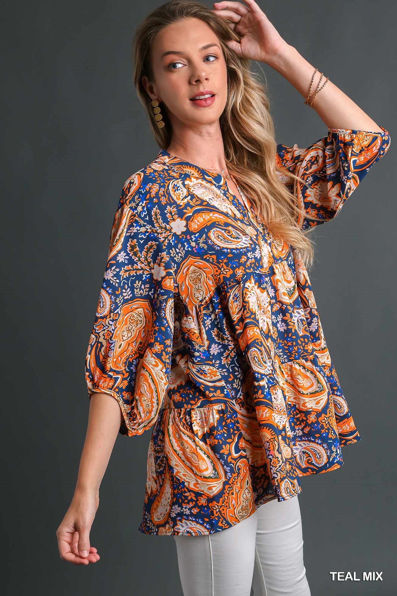 Mix Paisley Boho Tunic Blouse, image 3