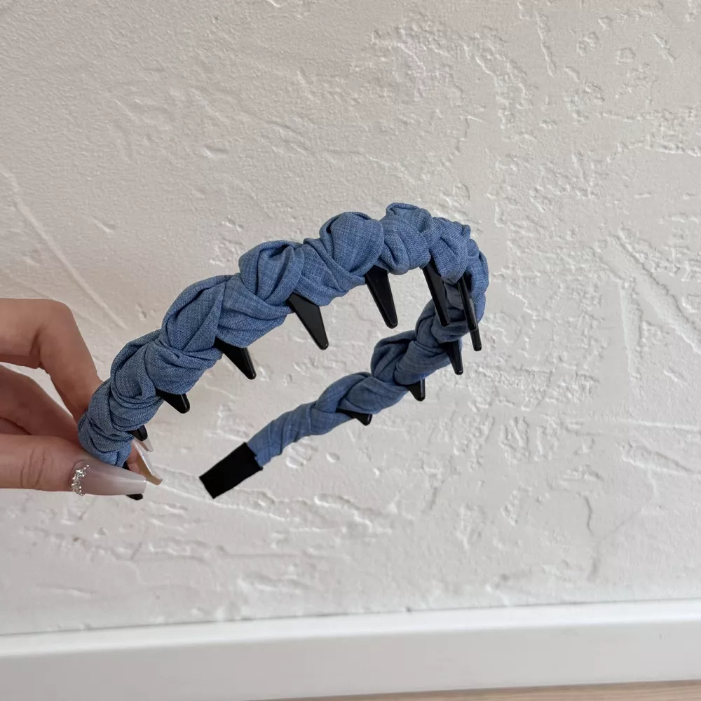 Denim Ruched Hair Headband, image 9