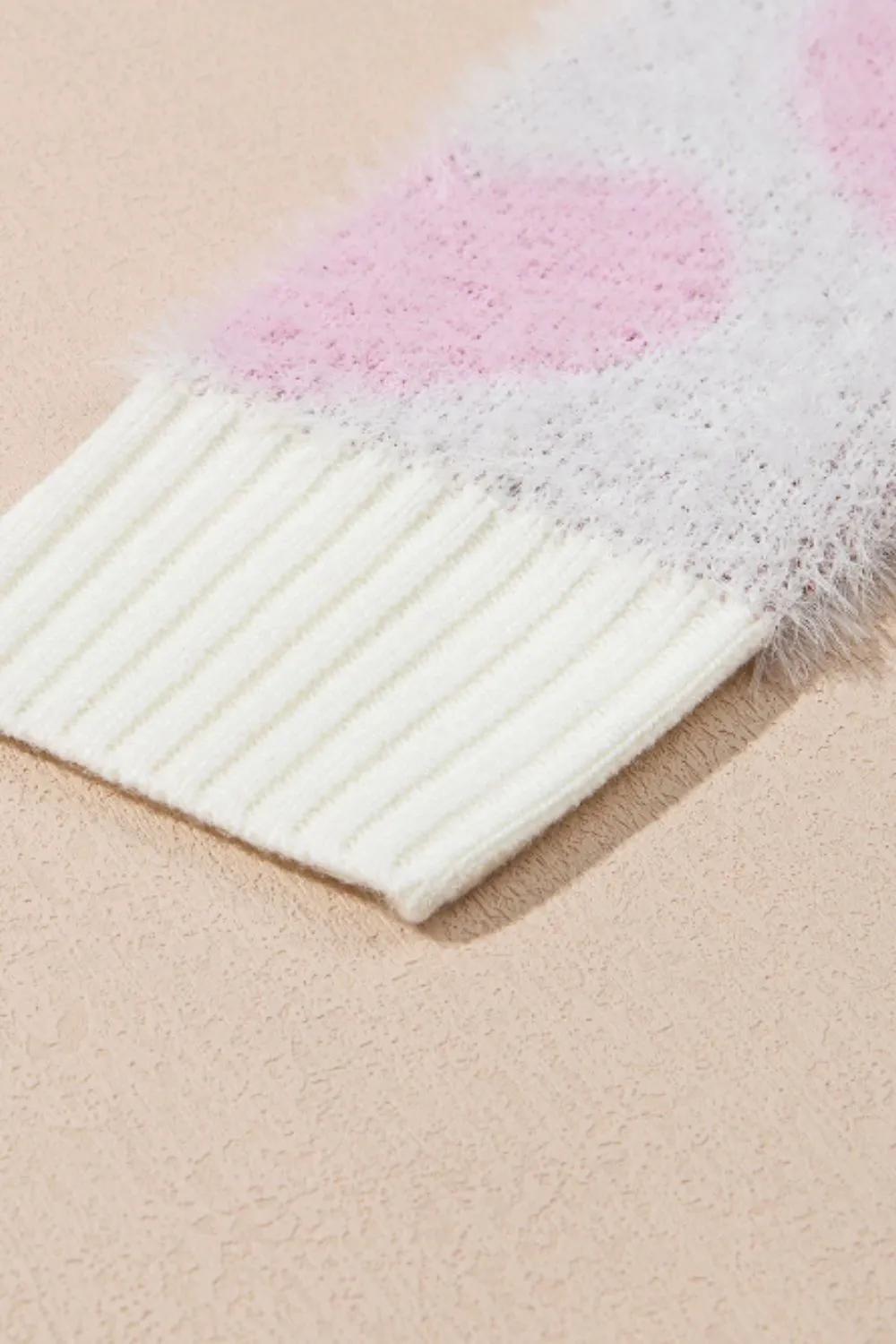 Pearl Detail Heart Round Neck Sweater, image 5