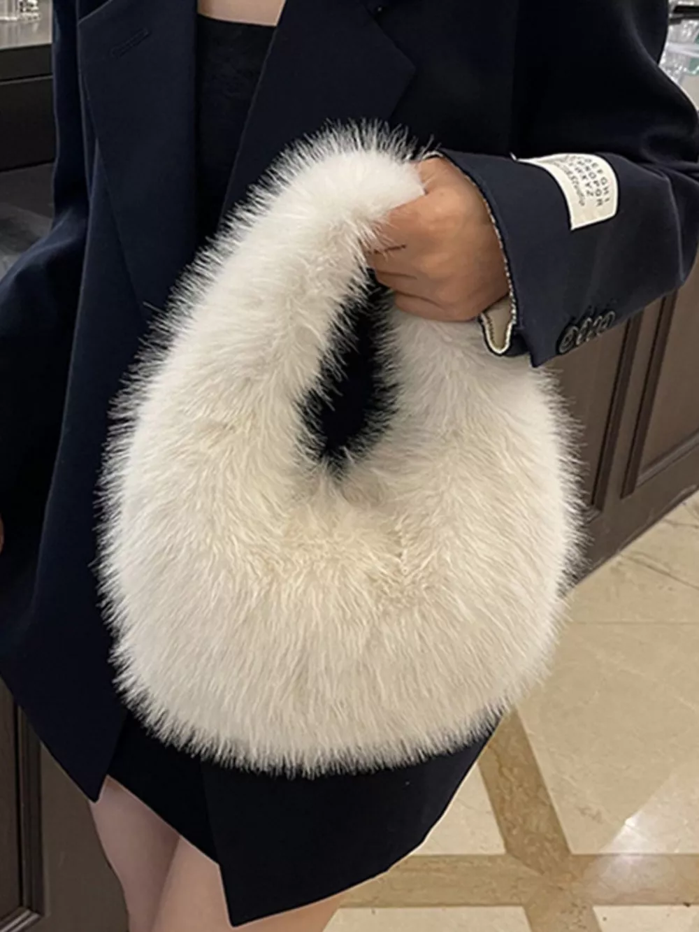 Fluffy Solid Color Handbag, image 8