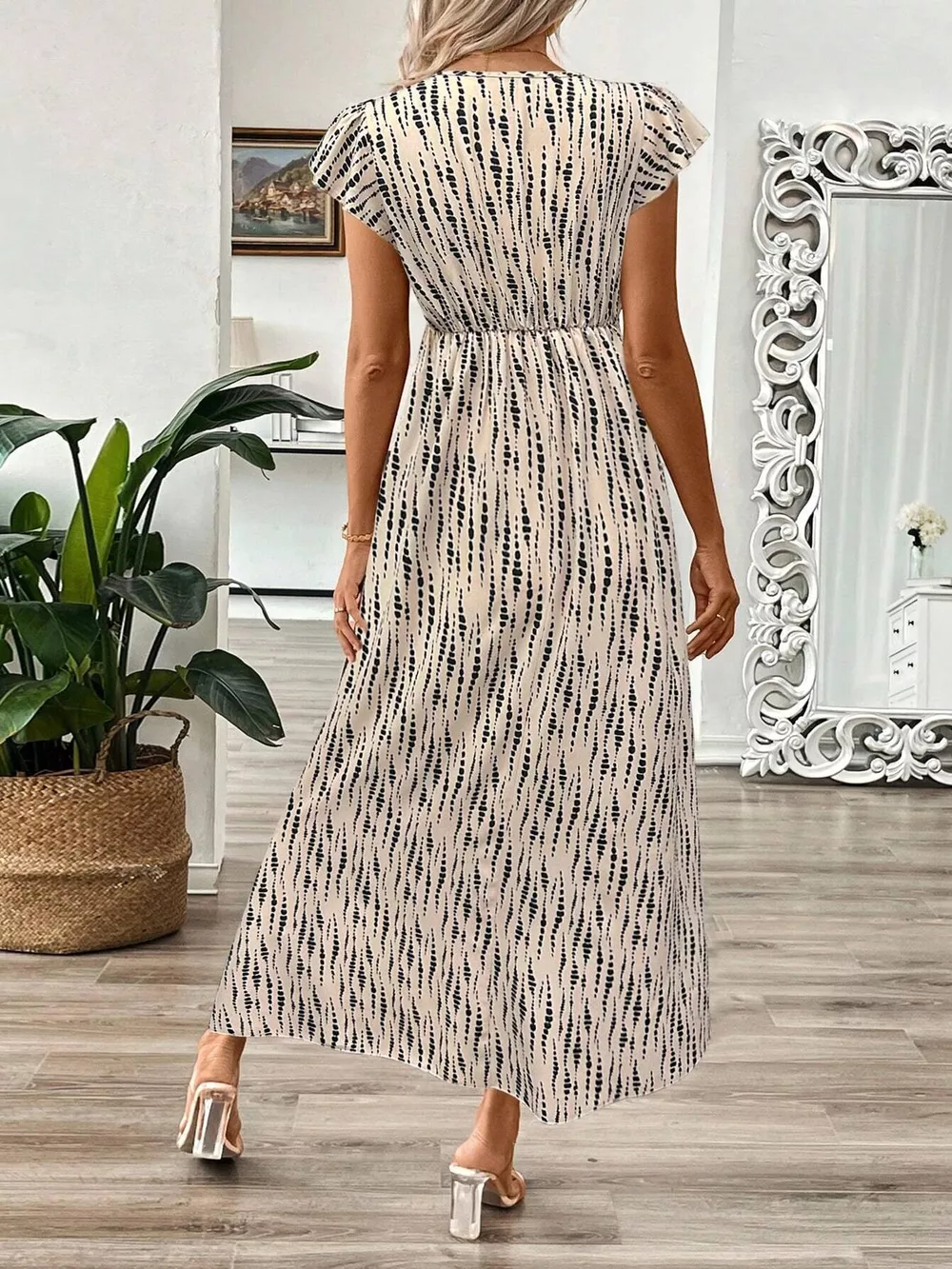 Surplice Cap Sleeve Midi Dress, image 7