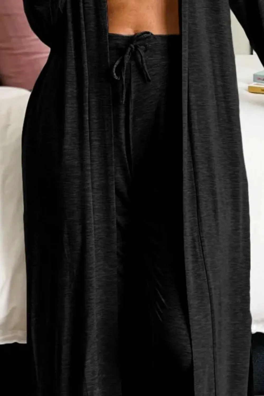 Open Front Long Sleeve Cardigan and Pants Lounge Set, image 7