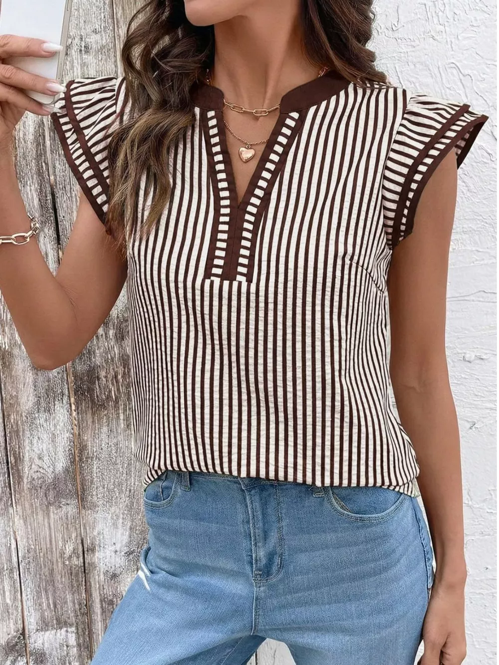 Striped Ruffle Sleeve Blouse, image 25