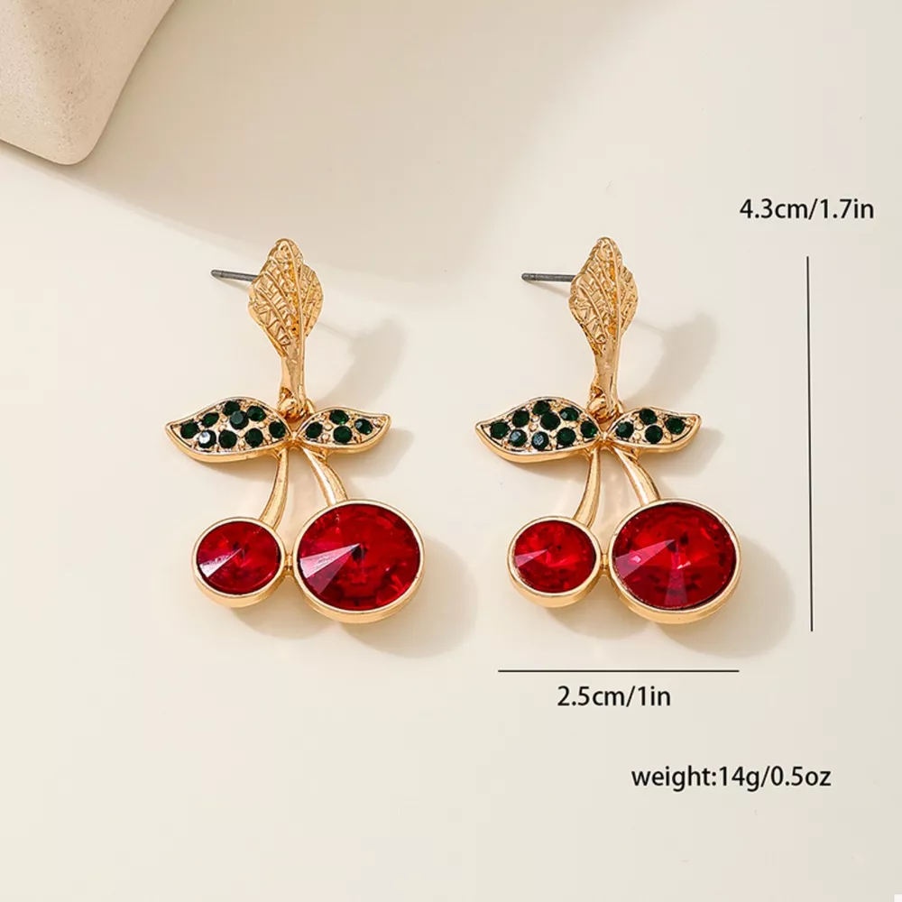 18K Gold-Plated Cherry Drop Earrings, image 4