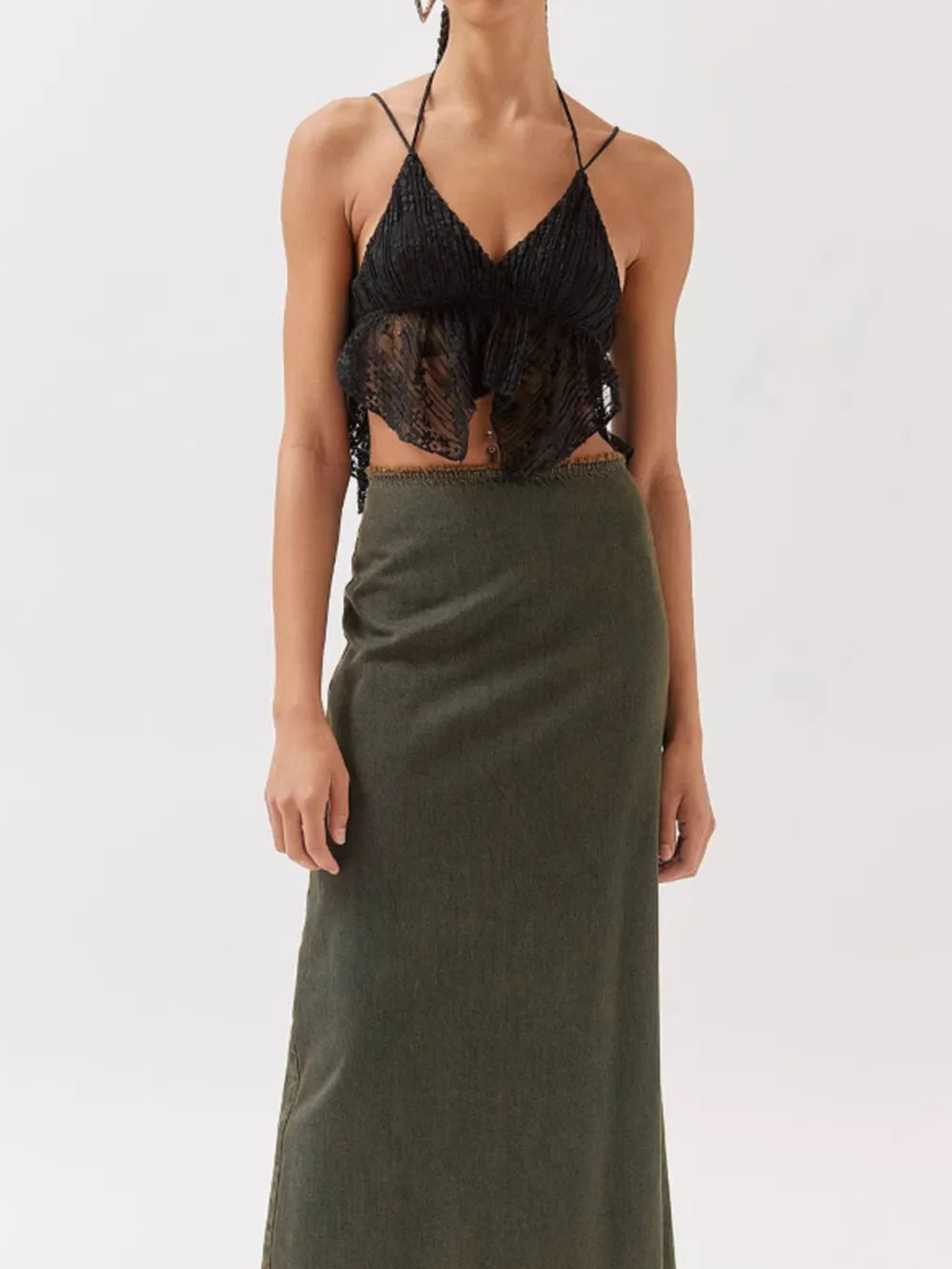 Lace Cropped Cami with Flowy Hem, image 9