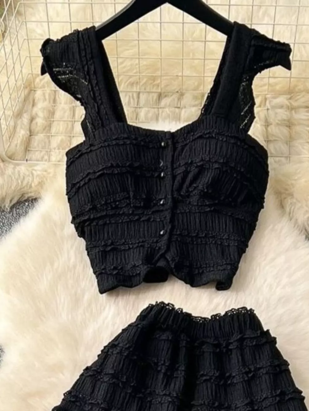 Textured Crop Top and Tiered Skirt Set, image 11