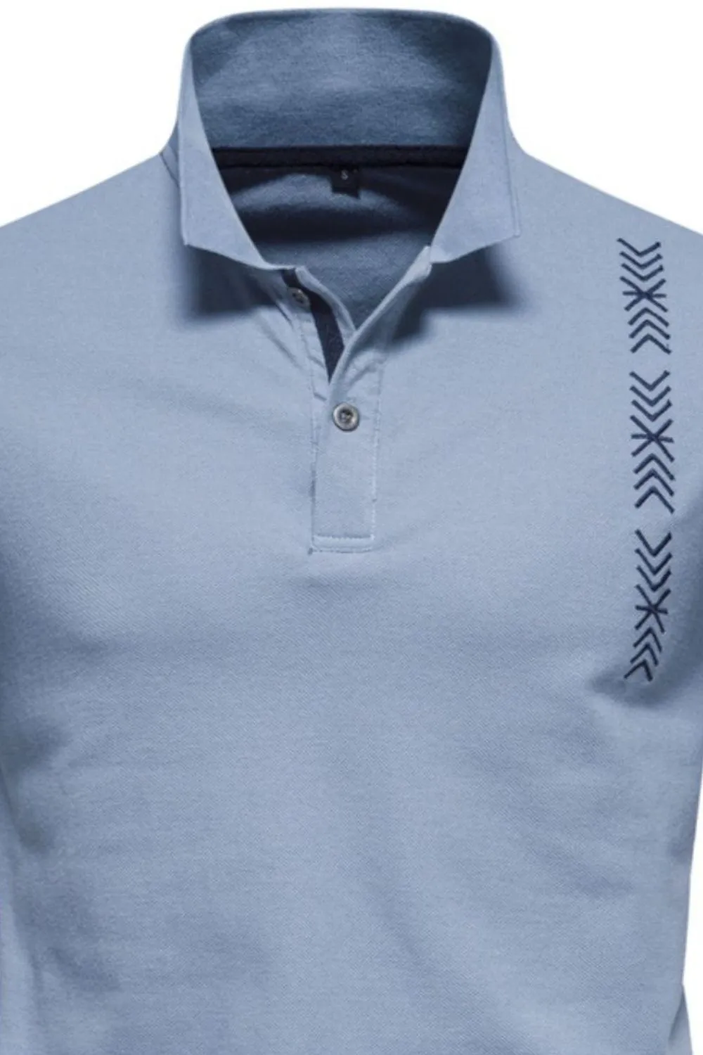 Men's Collared Neck Geometric Embroidered Polo, image 4