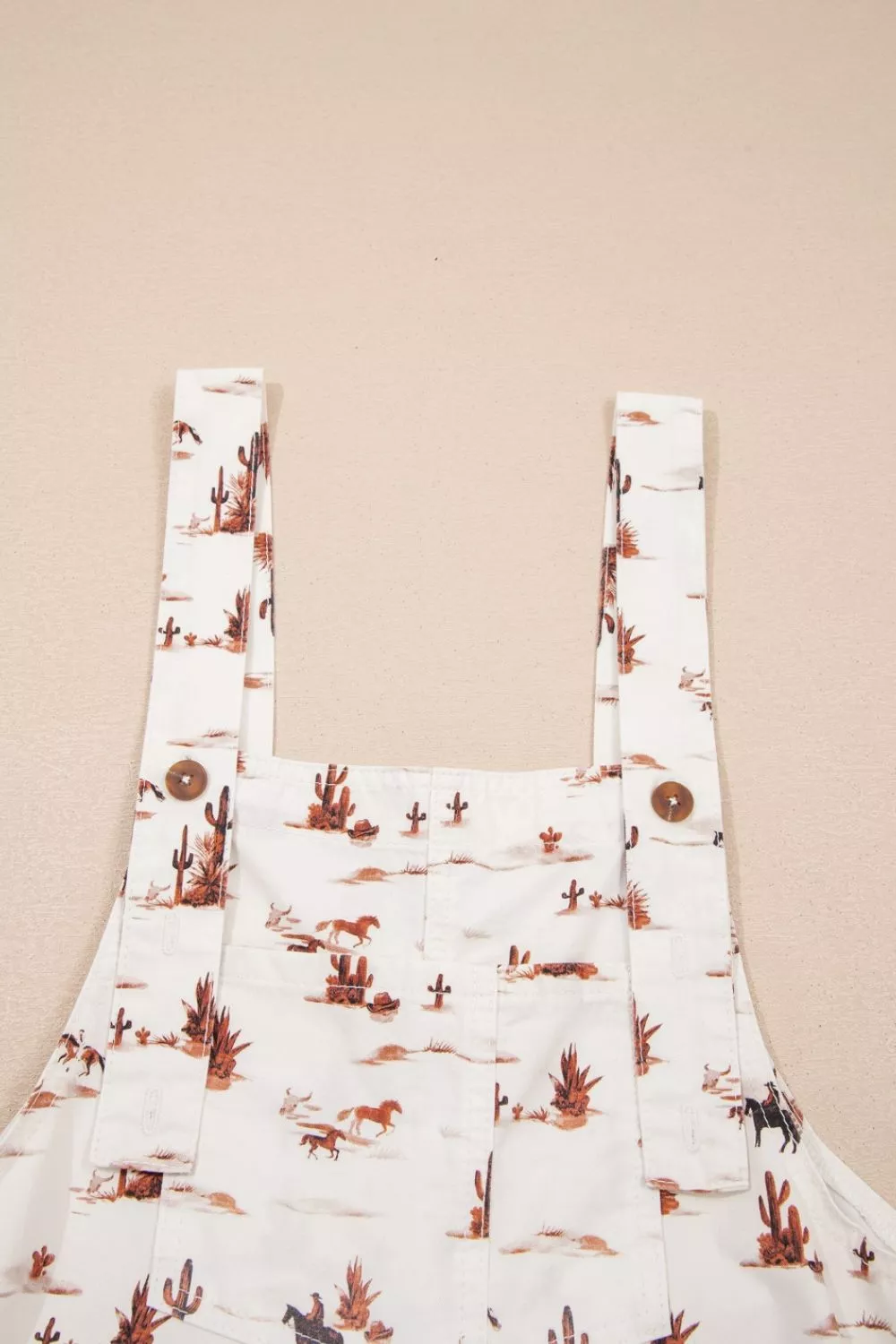 Western Printed Button Adjustable Straps Loose Jumpsuit, image 9