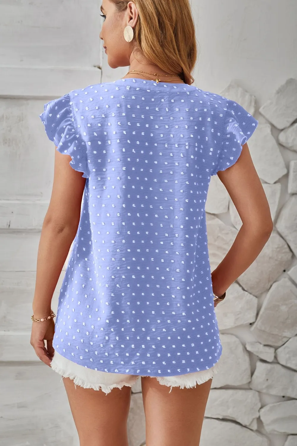 Swiss Dot Ruffled Cap Sleeve T-Shirt, image 16