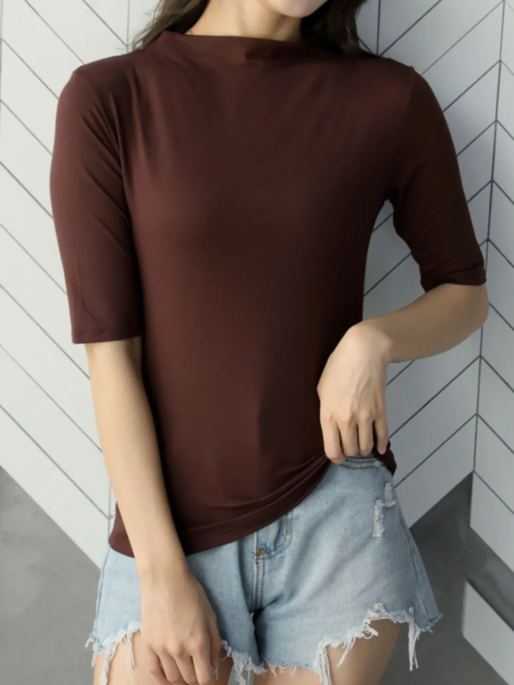 Solid Color Short Sleeve T-Shirt, image 26