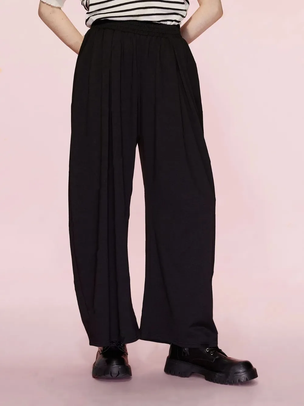 Elastic Waist Wide Leg Pants with Pockets, image 4