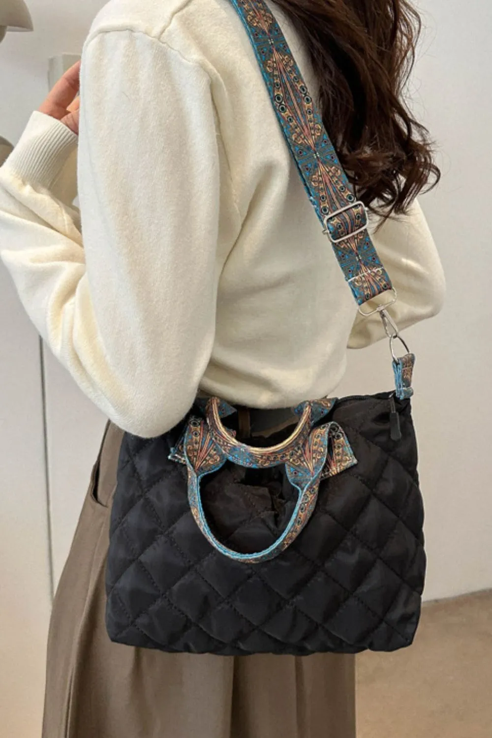 Bubble Textured Printed Strap Handbag, image 7